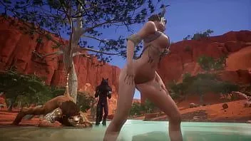 Abspielen 3D-Gameplay Wild Life Furry Ein sexy Reh-Mädchen weiß, dass sie beobachtet wird, während sie am Fluss liegt, also legt sie eine Show auf. sie züchten sie beide und bedecken sie mit Sperma. sieh zu, wie sie am ende in den fluss pinkelt