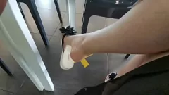 play Curvy MILF Nicoletta Embassi Gets Naughty in Public with Her Tattooed Feet and Flip Flops